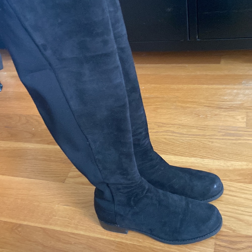 Stuart Weitzman 5050 Black Suede OTK boots Stretch - Picture 2 of 4